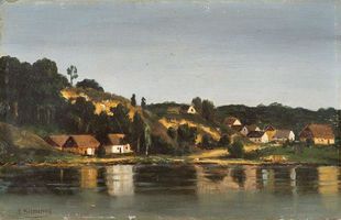 Julius Siemering, Nidden am Haff, 1880, Öl auf Malpappe, 145 x 223 mm